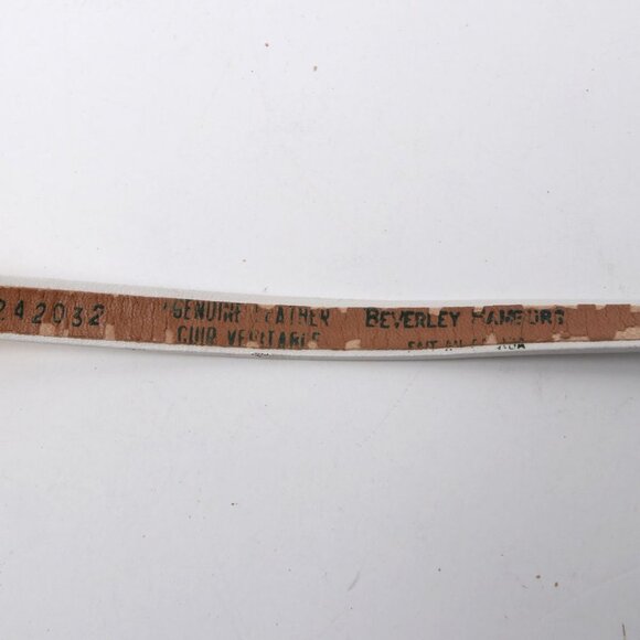 Vintage Beverly Hamburg Skinny Leather Belt  Gold Heart Beige Made in Canada - Picture 10 of 14